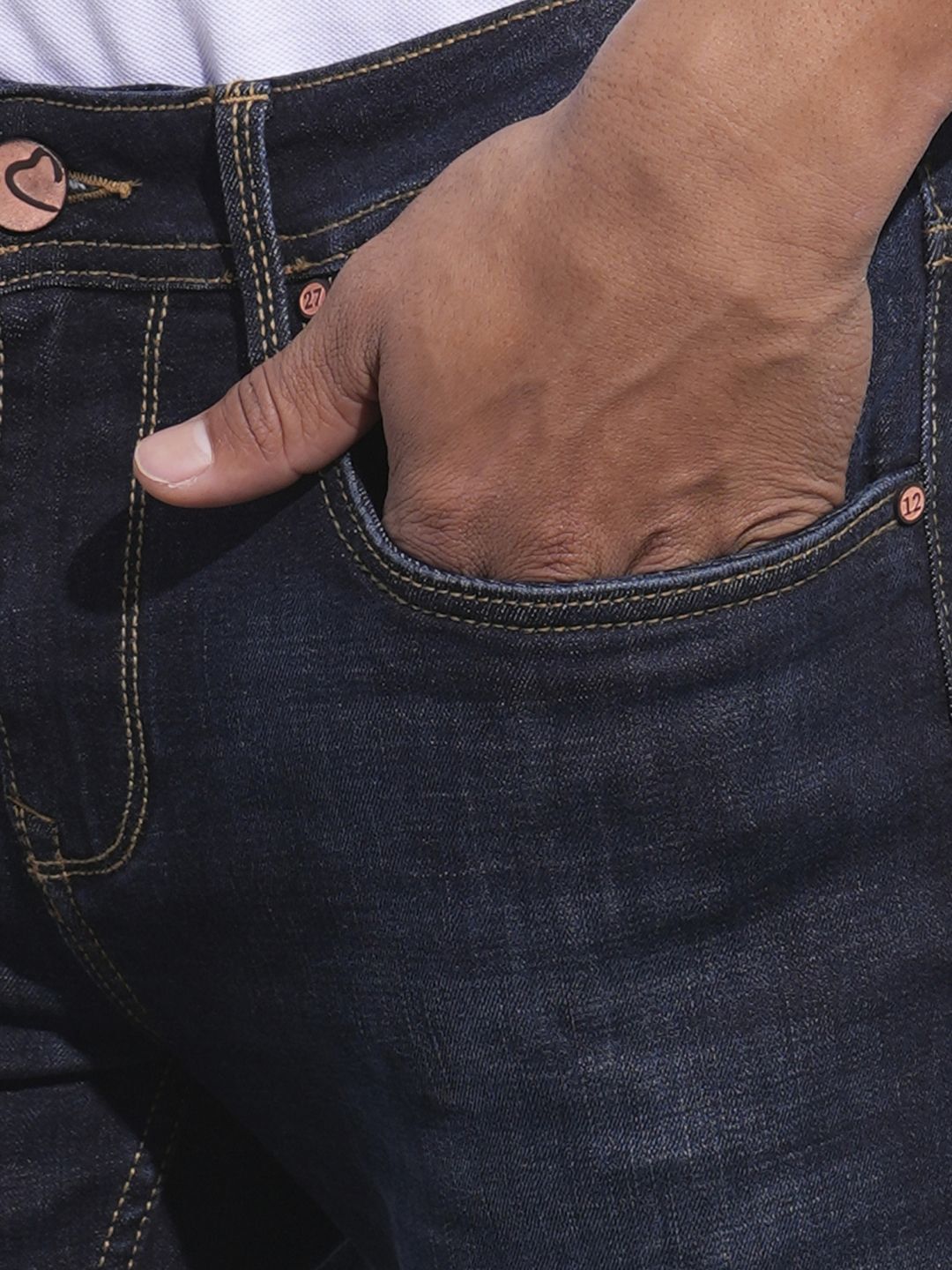Being Human Men Classic Slim Fit Mildly Distressed Light Fade Stretchable Jeans