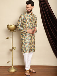 Anouk Ethnic Motifs Printed Band Collar Kurta with Churidar