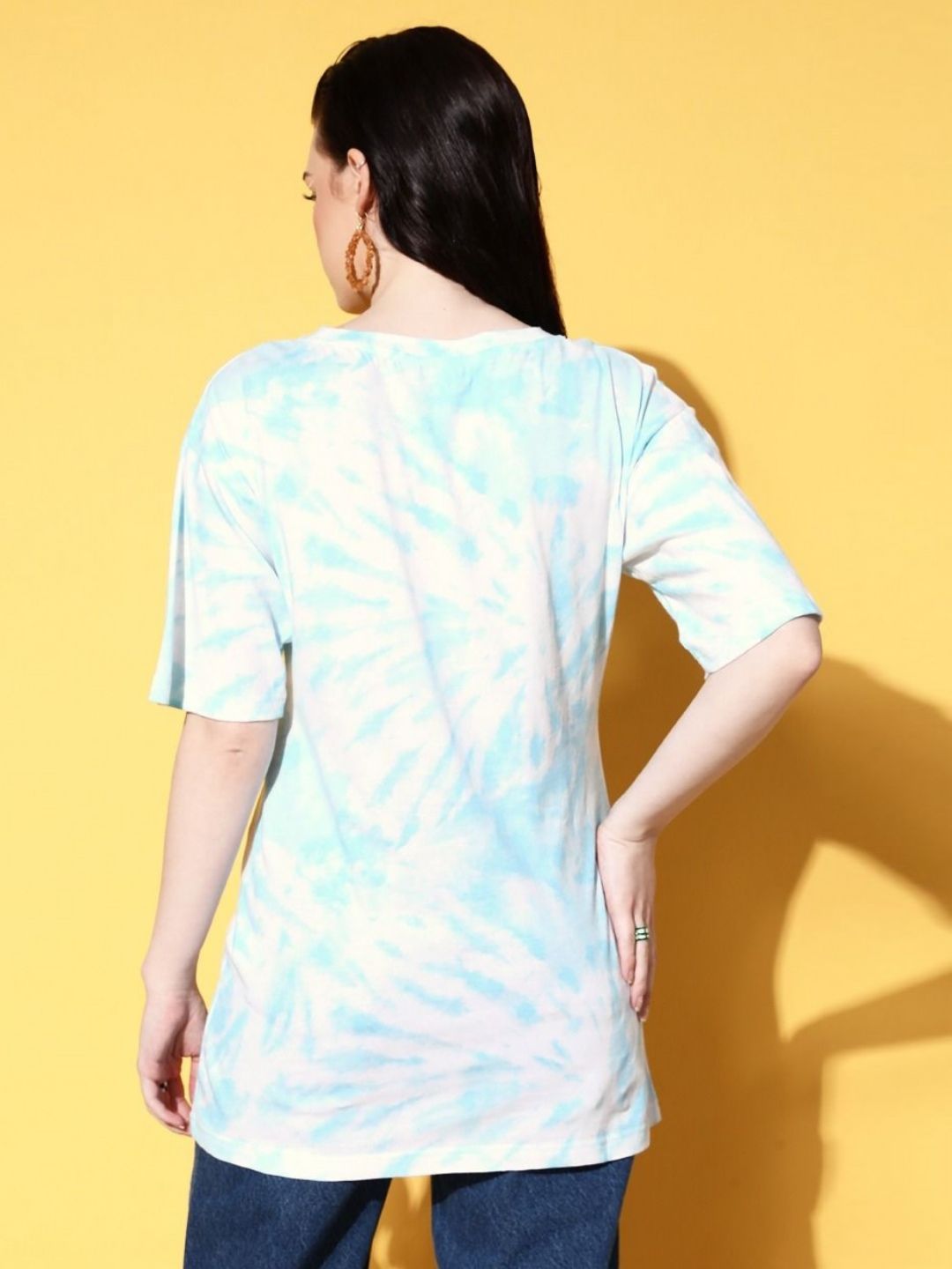 Berrylush Women Tie and Dye Printed Drop-Shoulder Sleeves T-shirt