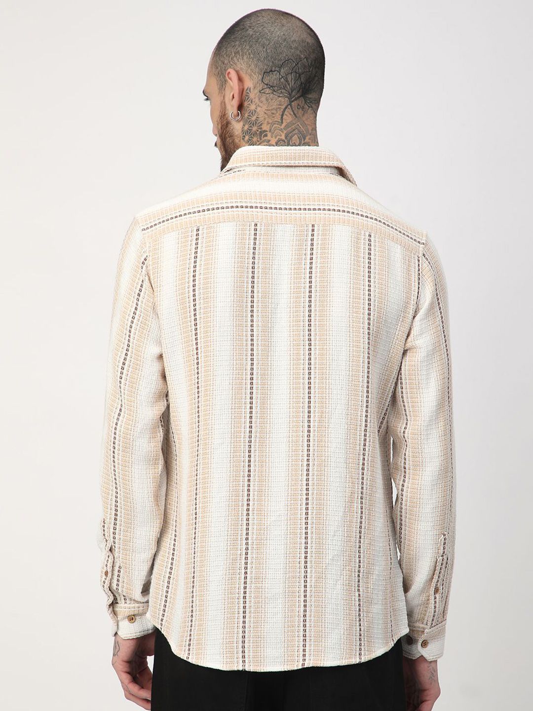 VASTRADO Men Classic Slim Fit Multi Stripes Pure Cotton Striped Casual Shirt