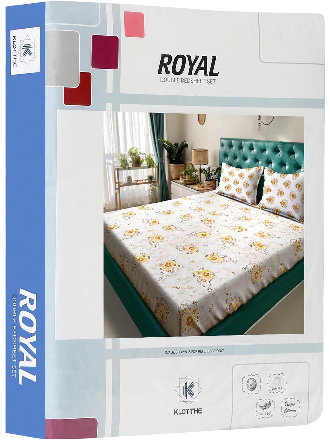 KLOTTHE Cadar Raja Bunga Kuning & Putih dengan 2 Sarung Bantal