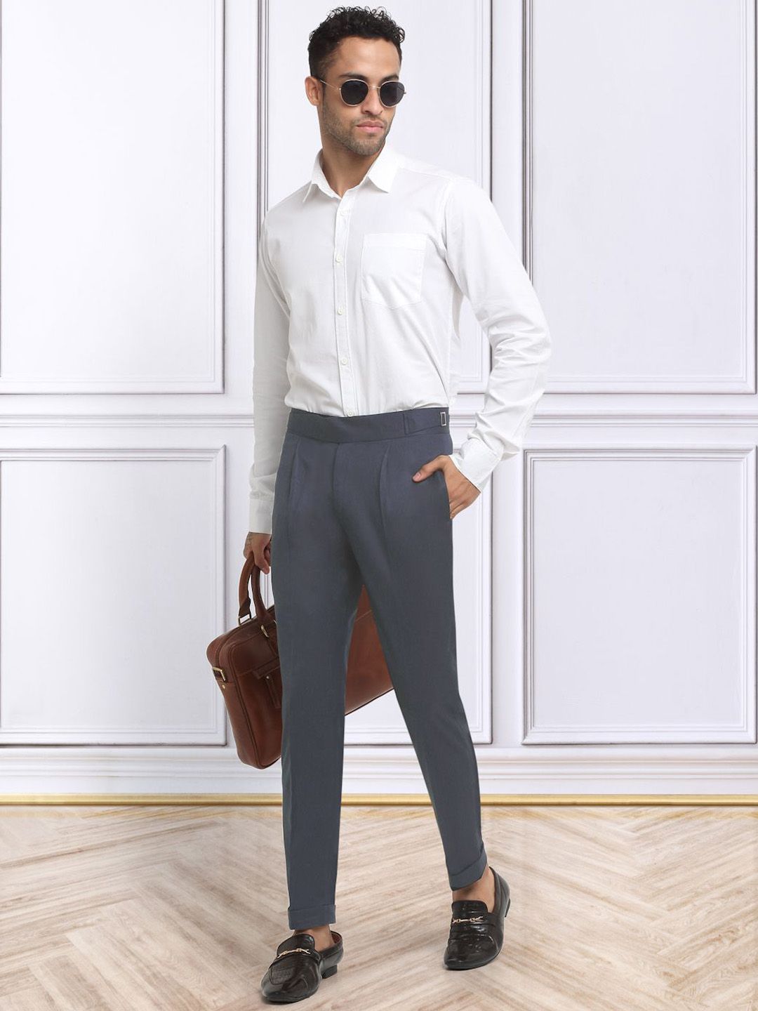 KLOTTHE Men's  Cotton Rich Solid Slim Fit Gurkha pants
