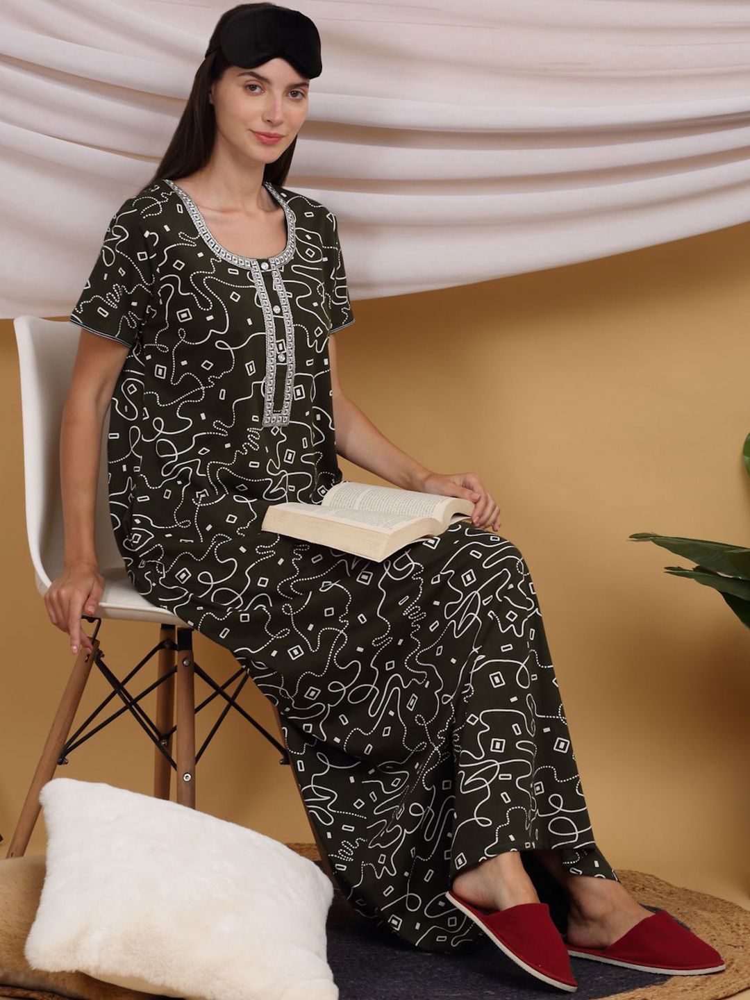 Sweet Dreams Printed Pure Cotton Maxi Nightdress