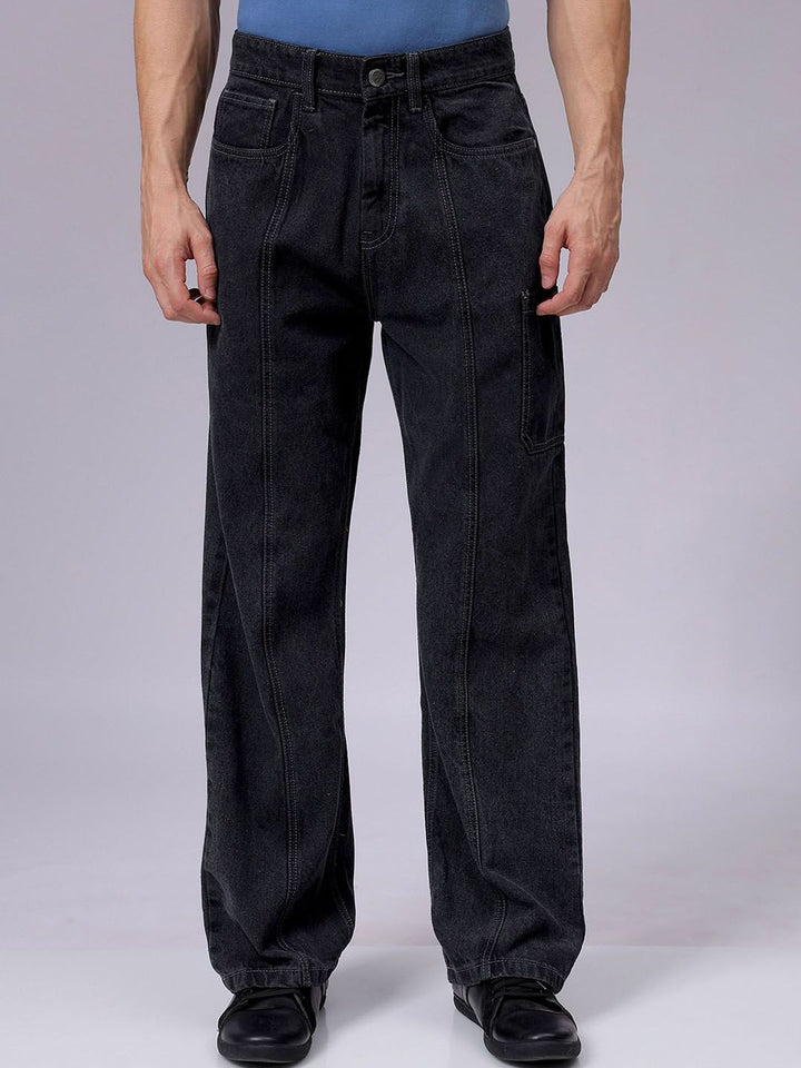 The Indian Garage Co Men Pure Cotton Baggy Fit Mid-Rise Cargo Jeans