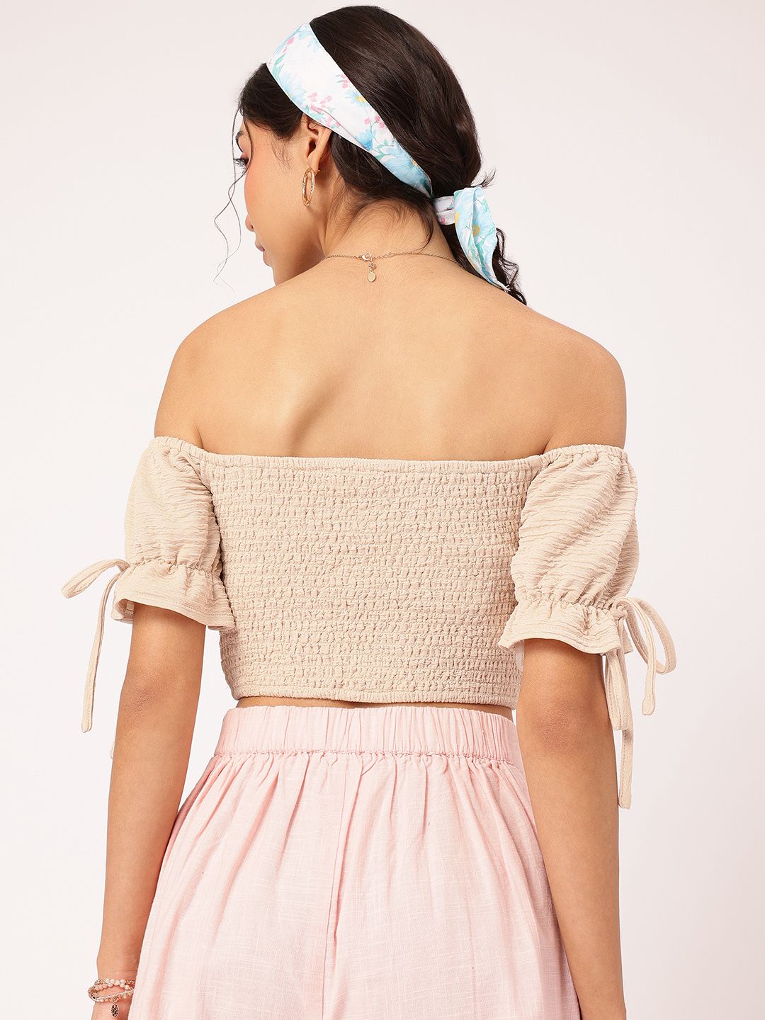 DressBerry Desert Dream Smocked Textured Crop Top