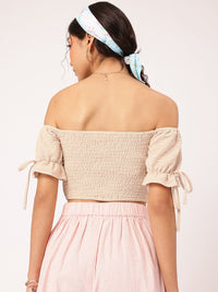 DressBerry Desert Dream Smocked Textured Crop Top