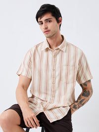 SPYKAR Men Spread Collar Vertical Striped Cotton Casual Shirt