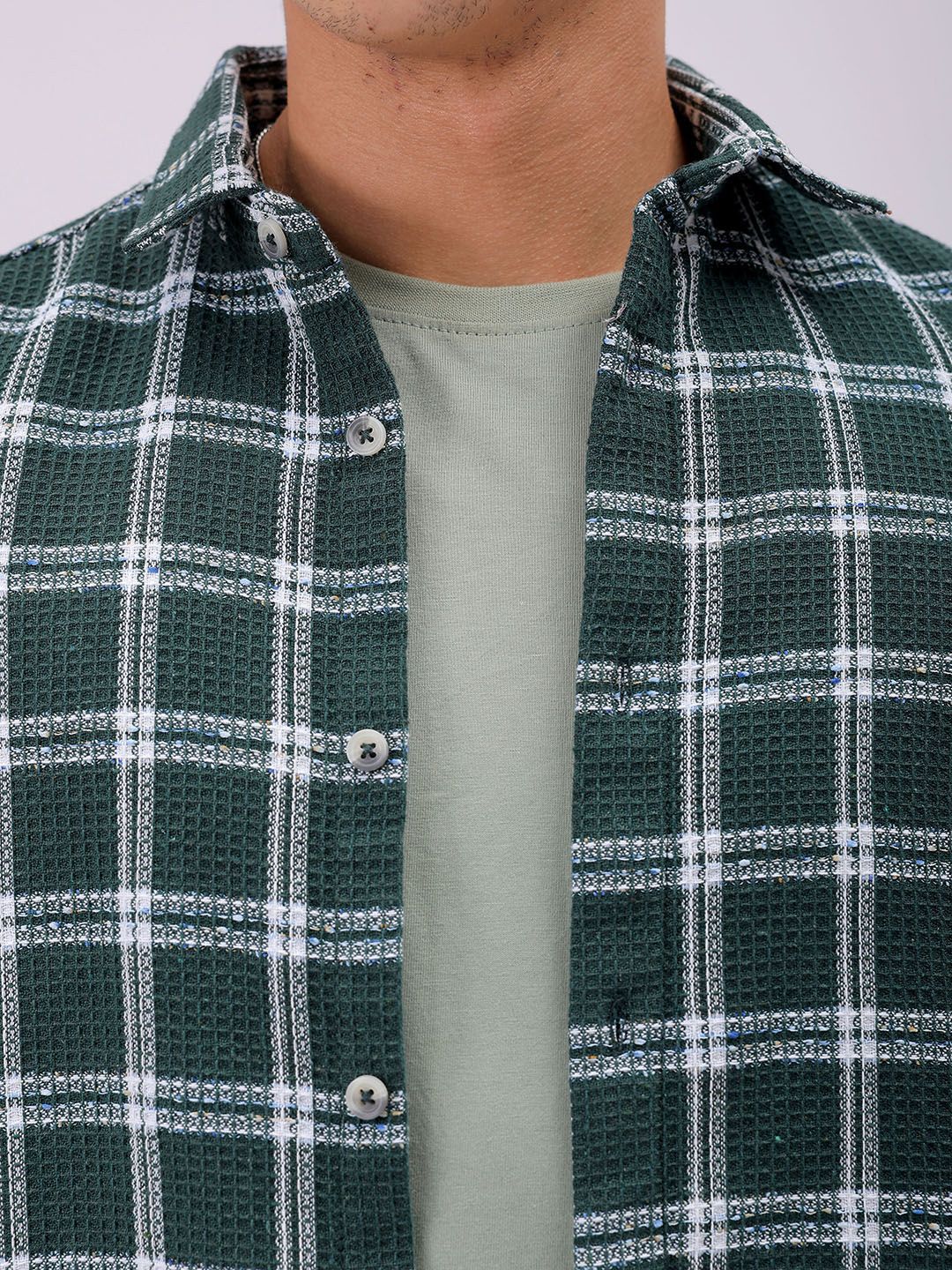 The Indian Garage Co Men Relaxed Fit Checked Textured Resortwear Shirt