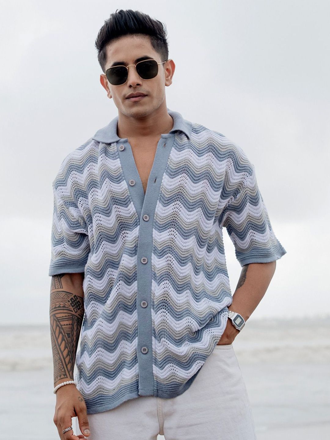 Powerlook Men Semi Sheer Printed Casual Shirt
