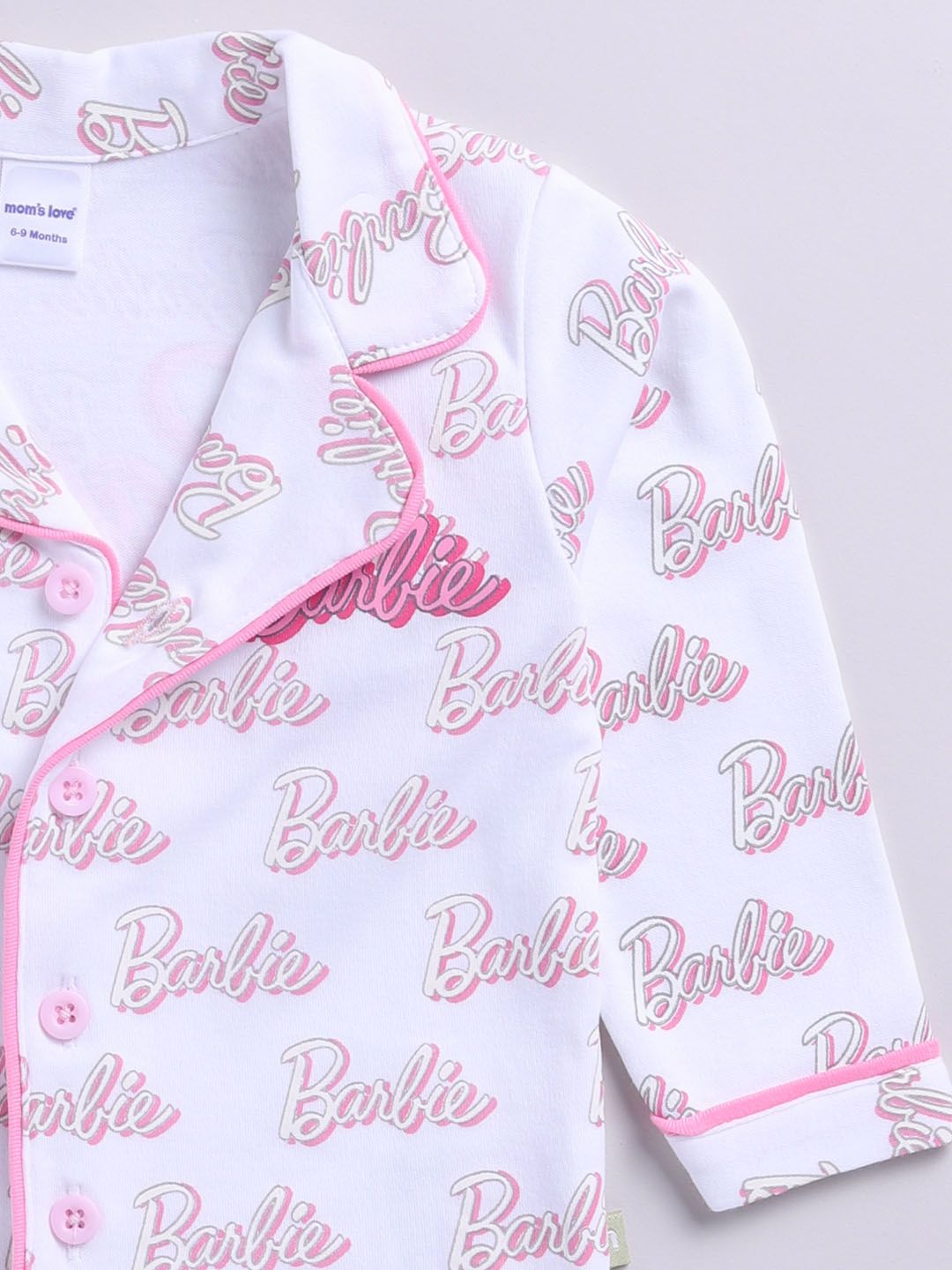 Moms Love Infant Girls Barbie Printed Pure Cotton Night suit