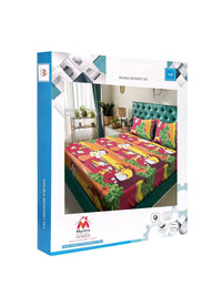 Myntra Elegant Homes Kartun Merah Cetakan Kapas 400TC King Cadar Katil Double & 2 Sarung Bantal