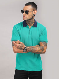 ADRO Men Solid Polo Collar Cotton T-shirt