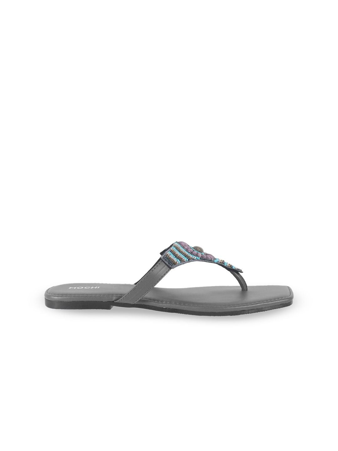 Mochi Women Embellished T-Strap Flats