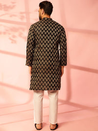 Anouk Ethnic Motifs Woven Design Jacquard Silk Straight Kurta