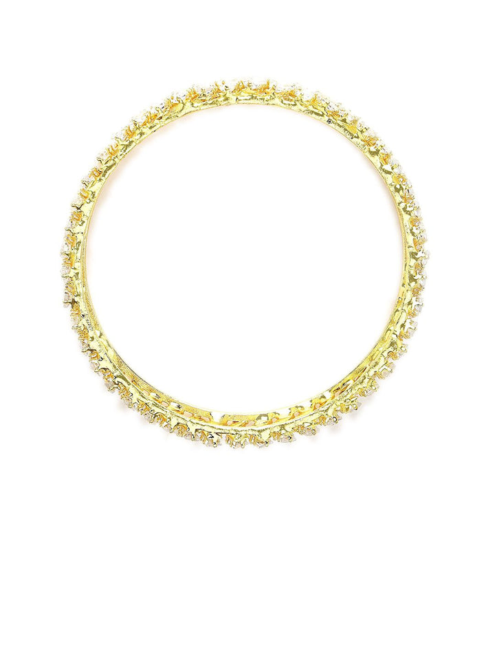 KARATCART Set Of 2 Gold Plated CZ Stone Studded Bangles
