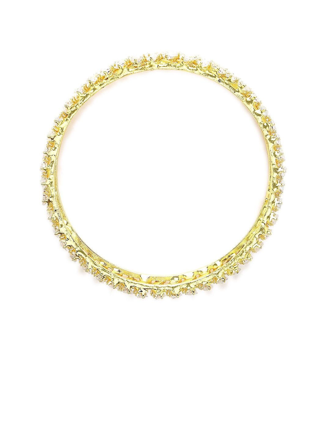 KARATCART Set Of 2 Gold Plated CZ Stone Studded Bangles