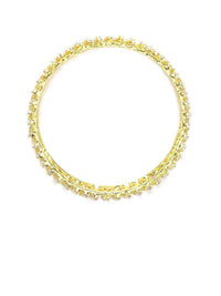 KARATCART Set Of 2 Gold Plated CZ Stone Studded Bangles