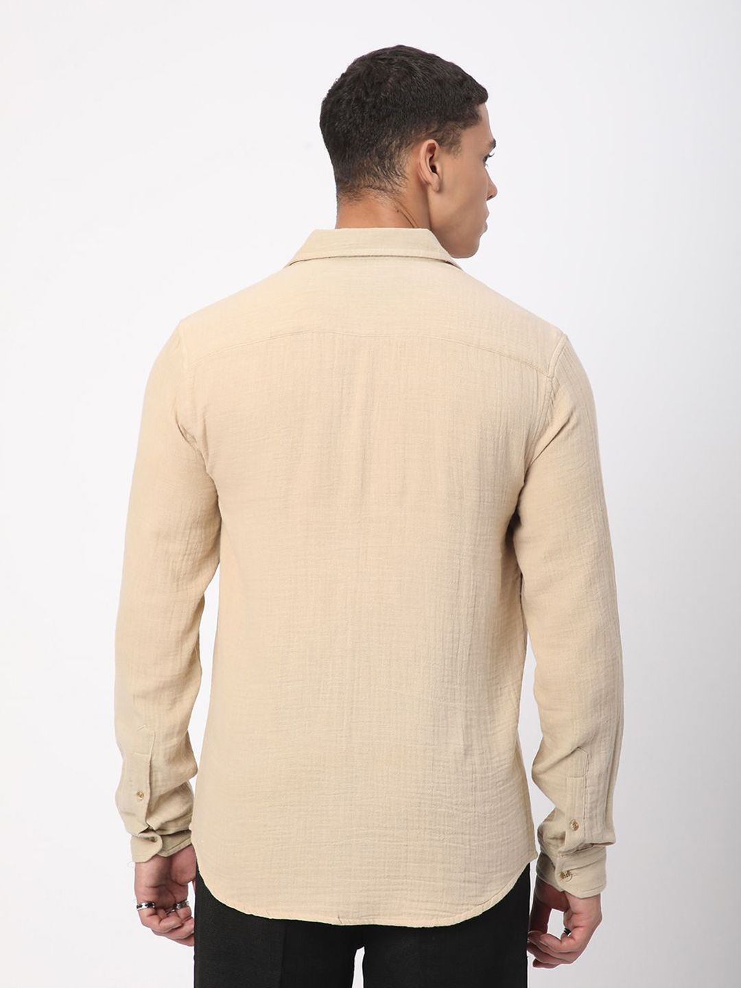 VASTRADO Men Classic Fit Spread Collar Solid Cotton Casual Shirt