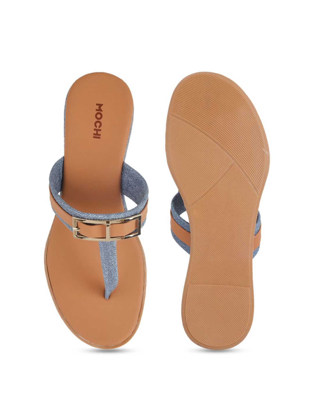 Mochi Women T-Strap Flats with Buckles