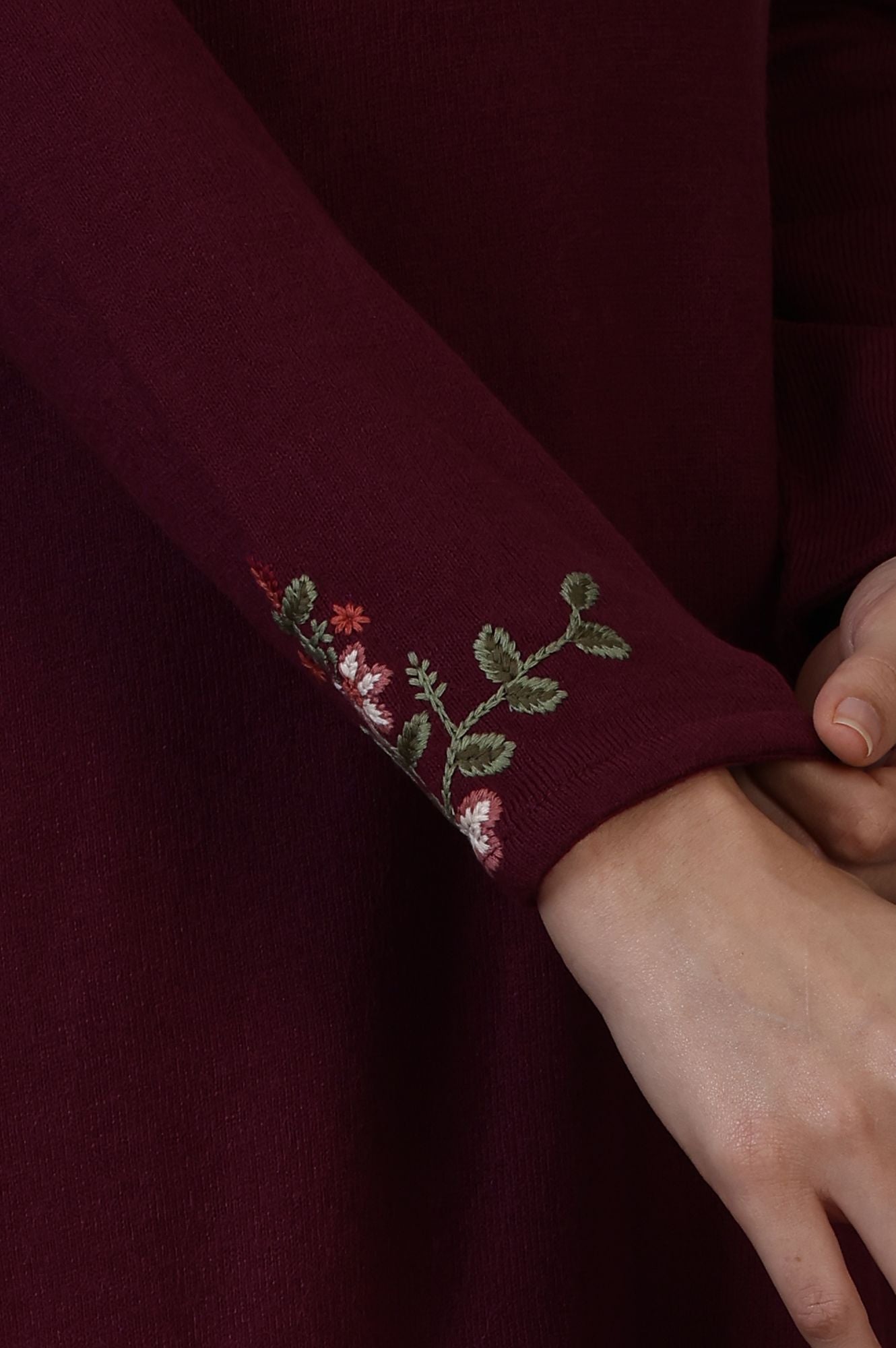 W Floral Embroidered Notch Neck A-Line Kurta