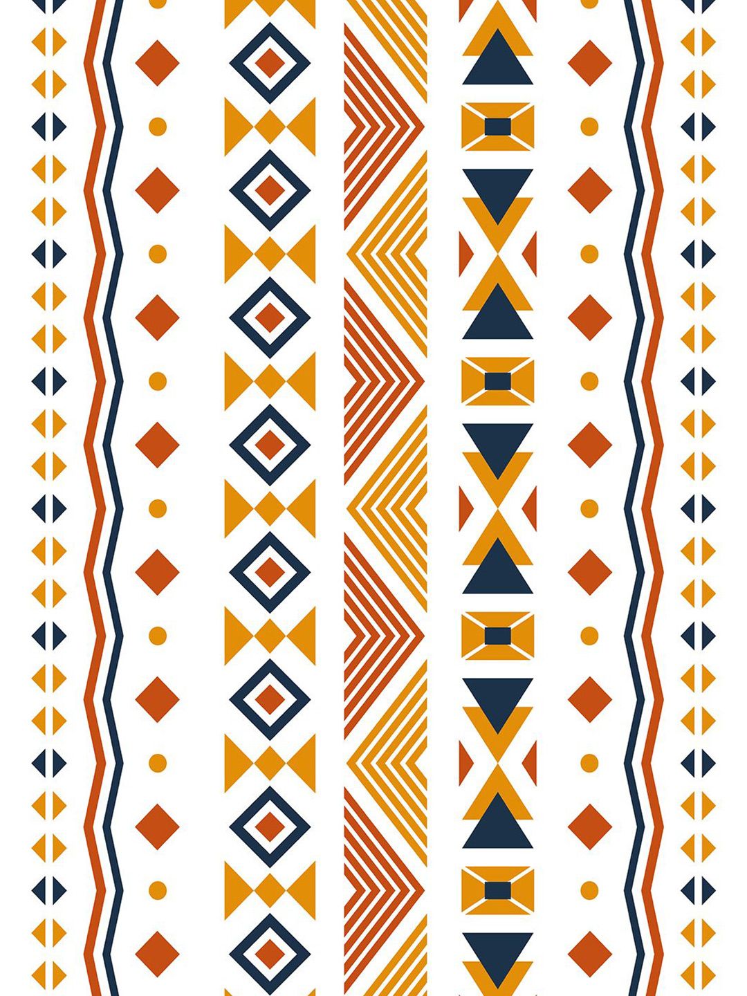 URBAN SPACE Orange & White 5 Pieces Geometric Printed Cotton Square Cushion Covers