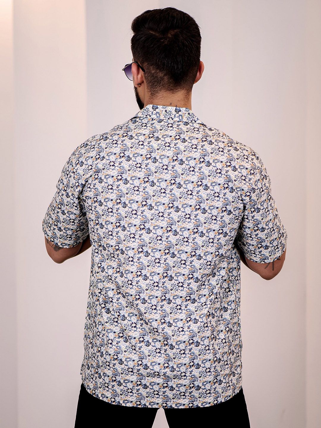 Eszett Floral Printed Cuban CollarS hirt
