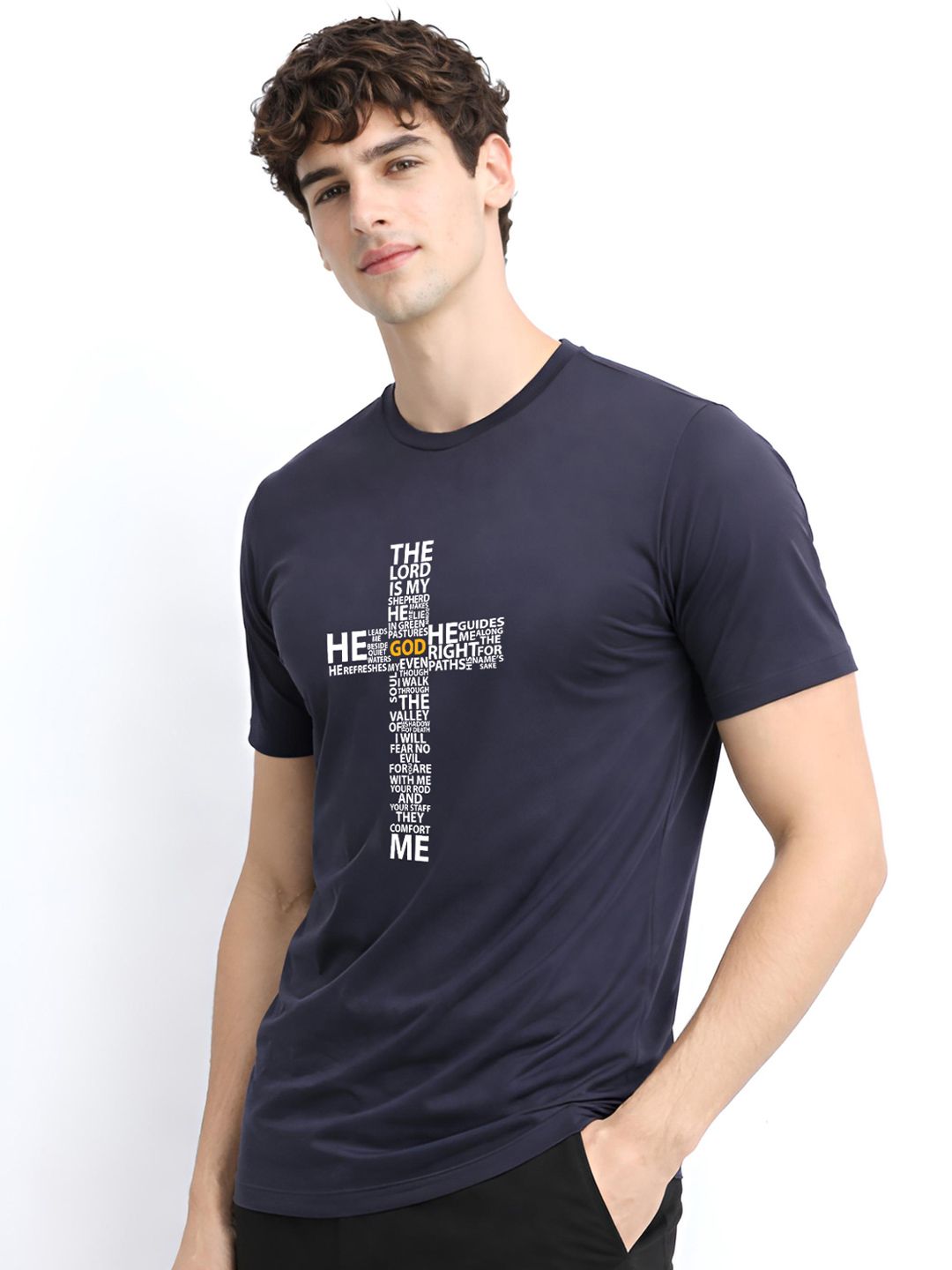 ADRO Typography Printed Round Neck Short Sleeves Regular Fit Pure Cotton T-shirt