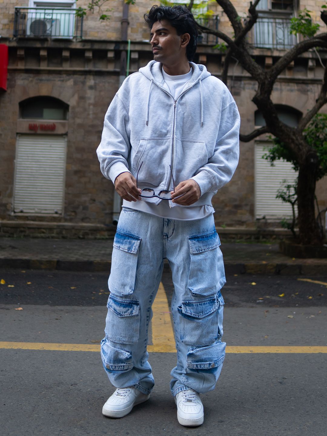 Powerlook Men Cotton Longgar Fit Cargos Fit