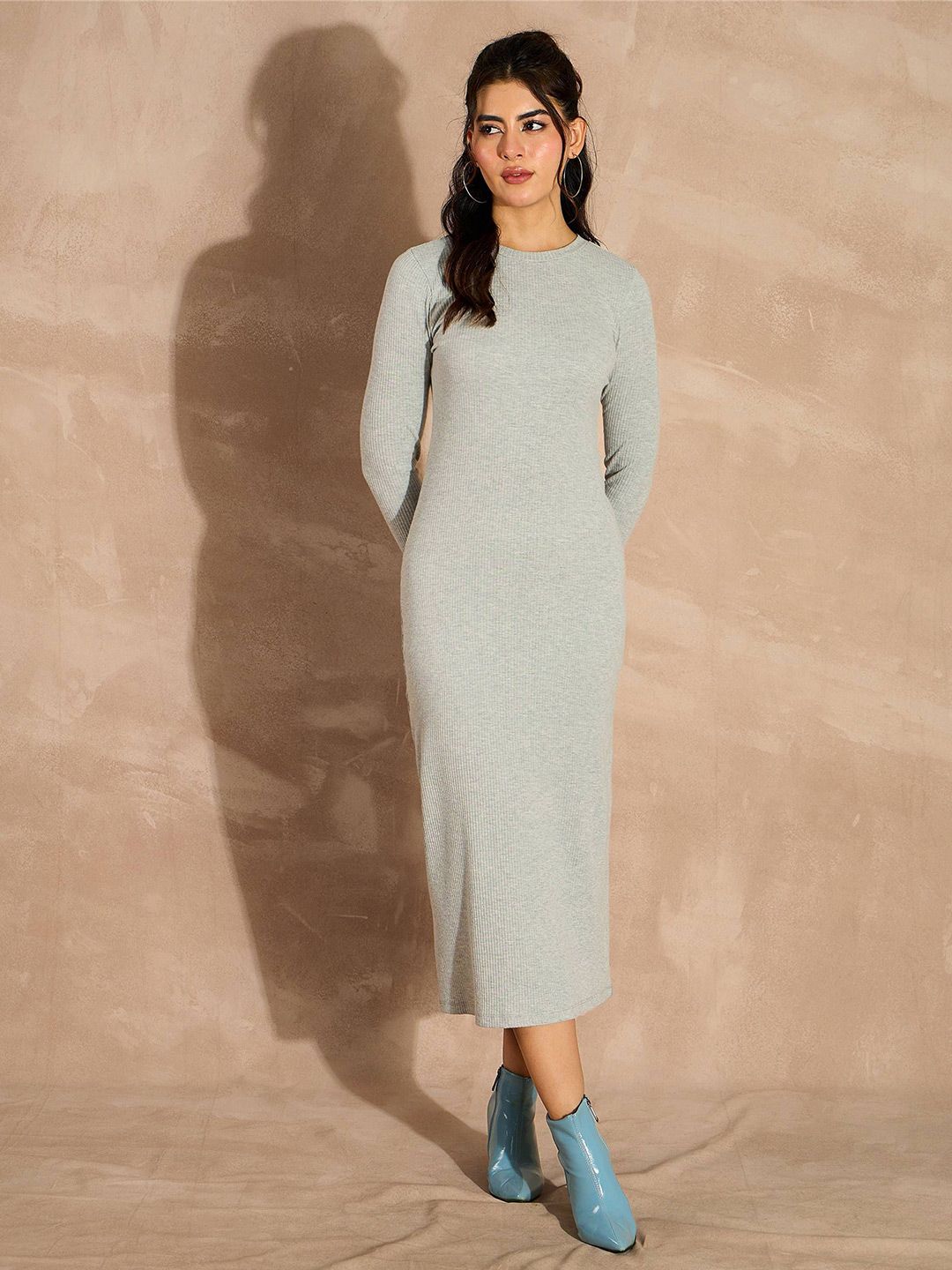 SASSAFRAS Women Full Sleeves Bodycon Midi Dress