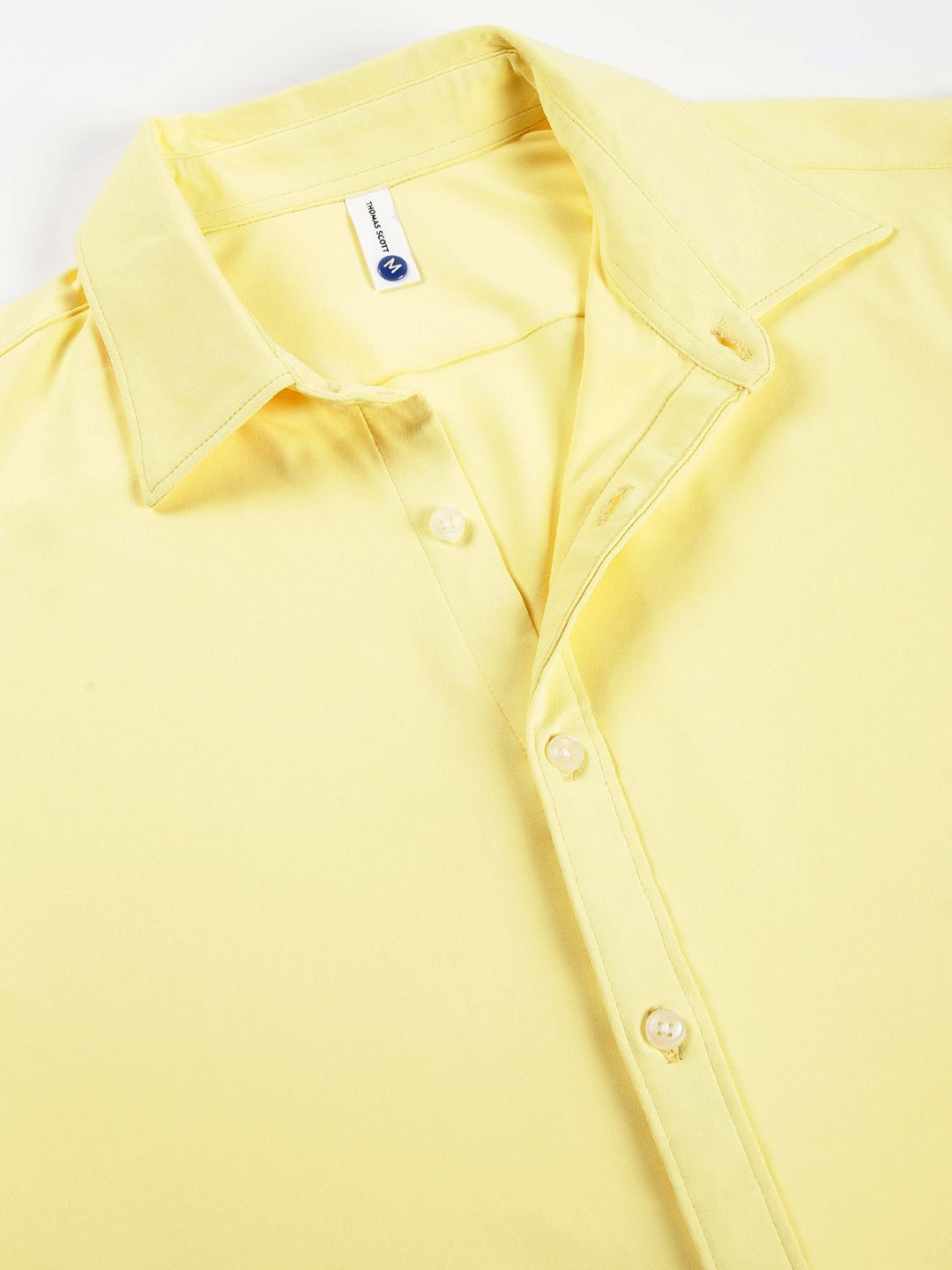 Thomas Scott Men Premium Spread Collar Solid Slim Fit Casual Shirt