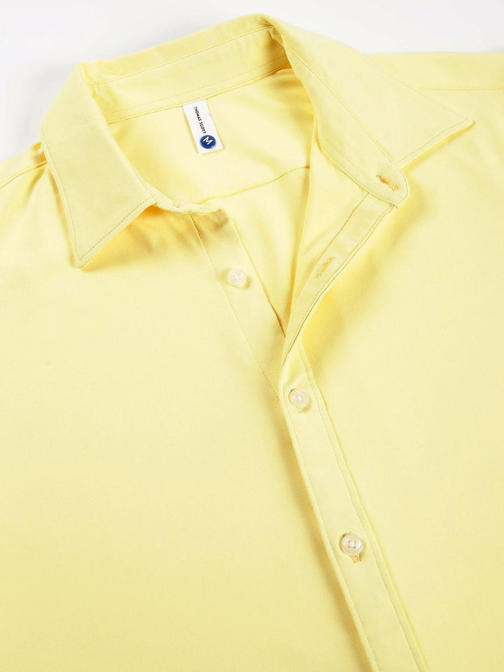 Thomas Scott Men Premium Spread Collar Solid Slim Fit Casual Shirt