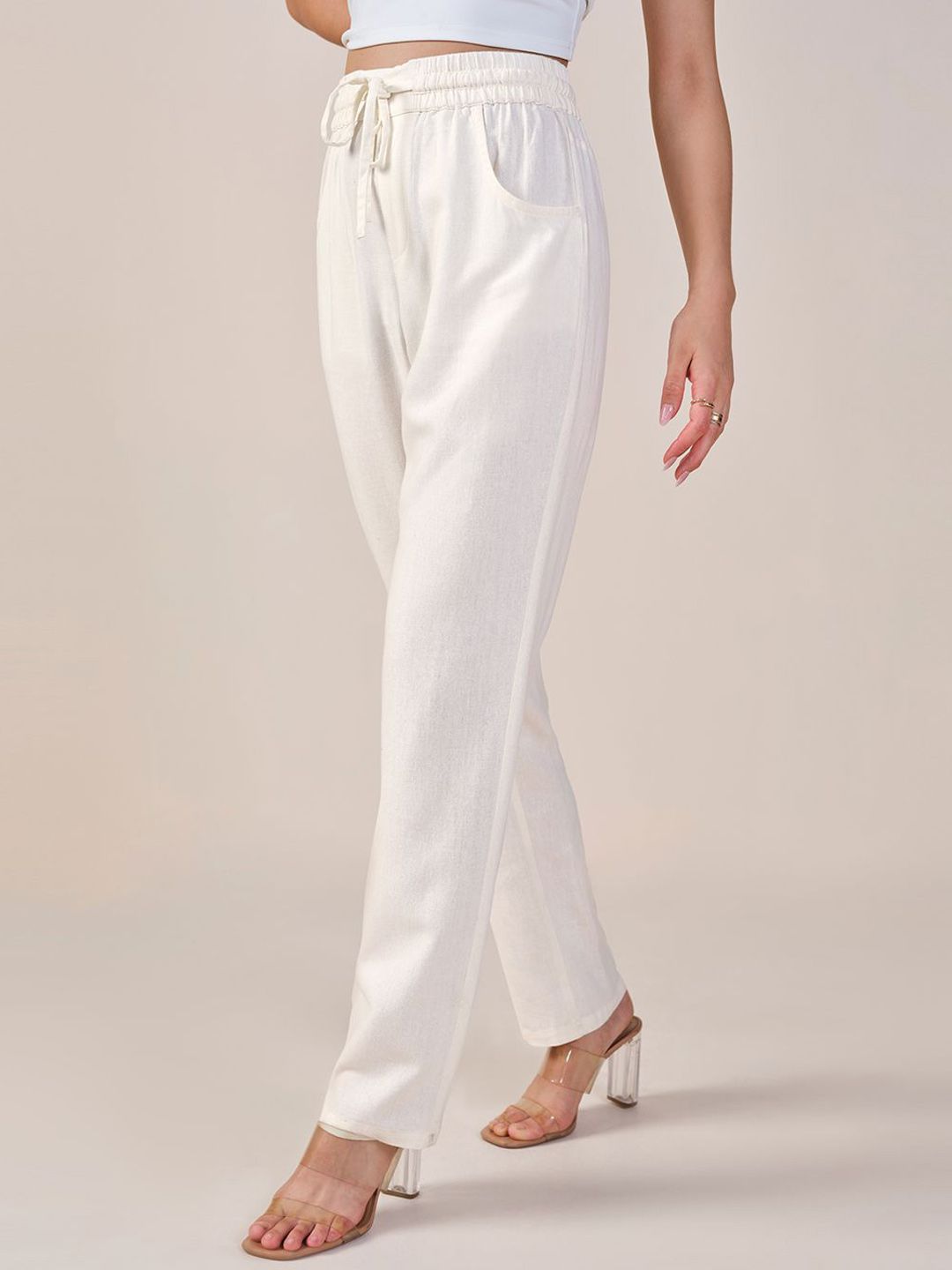 AND Women Regular Fit Mid-Rise Regular Trousers