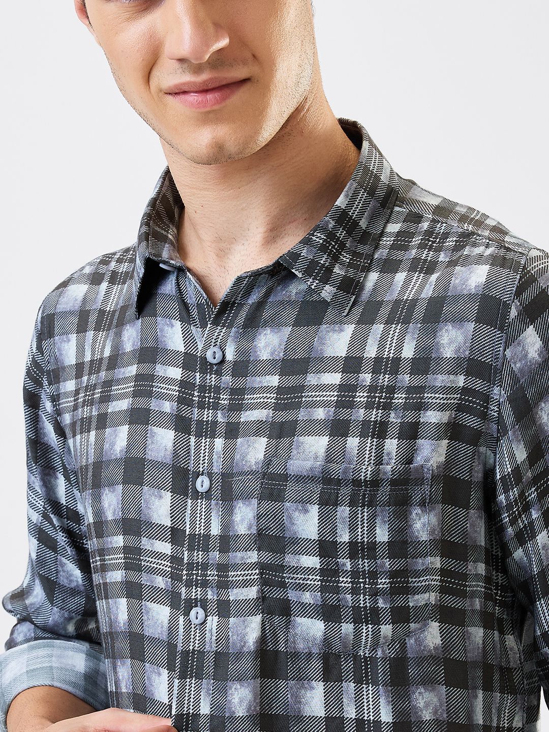 SPYKAR Men Slim Fit Spread Collar Tartan Checked Casual Shirt