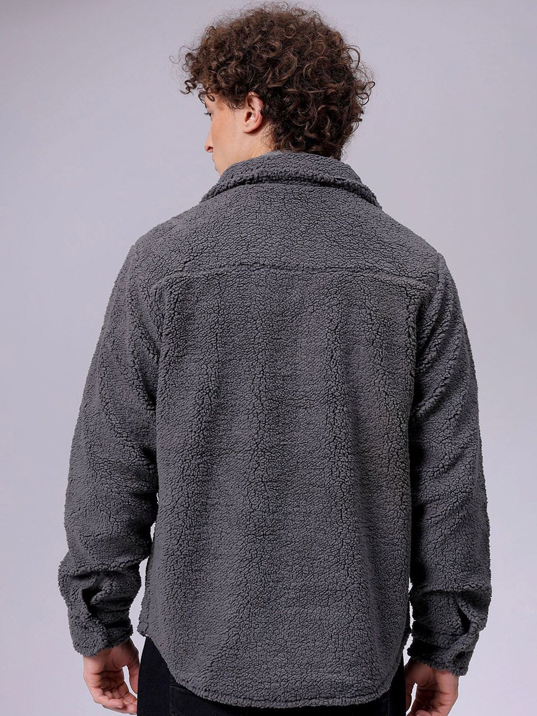 The Indian Garage Co Men Fleece Regular Fit Casual Winter Overshirt