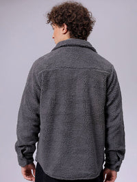 The Indian Garage Co Men Fleece Regular Fit Casual Winter Overshirt