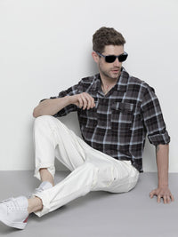 The Indian Garage Co Men Regular Fit Checked Double Flap Pocket Flannel Shirt