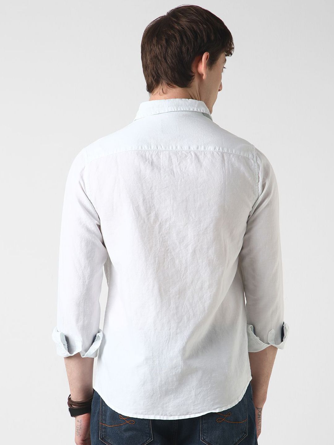 VASTRADO Men Classic Spread Collar Solid Cotton Slim Fit Casual Shirt