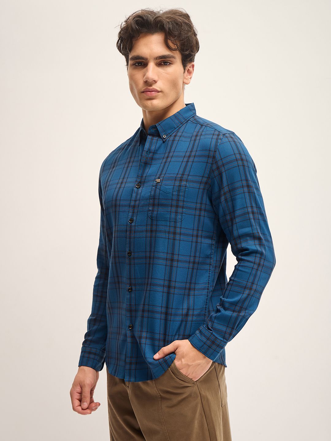 THE BEAR HOUSE Men Slim Fit Tartan Checks Opaque Checked Casual Shirt