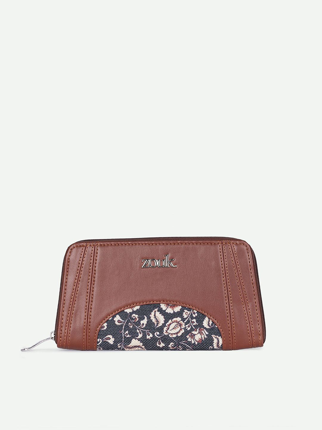 ZOUK Arika Women Chittoor Blue Kalamkari Printed Zipper Wallet