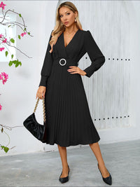 all about you Women V Neck Cuffed Sleeves A-Line Dress
