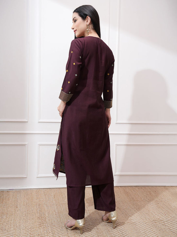 Vishudh Women Floral Embroidered Regular Kurta with Trousers