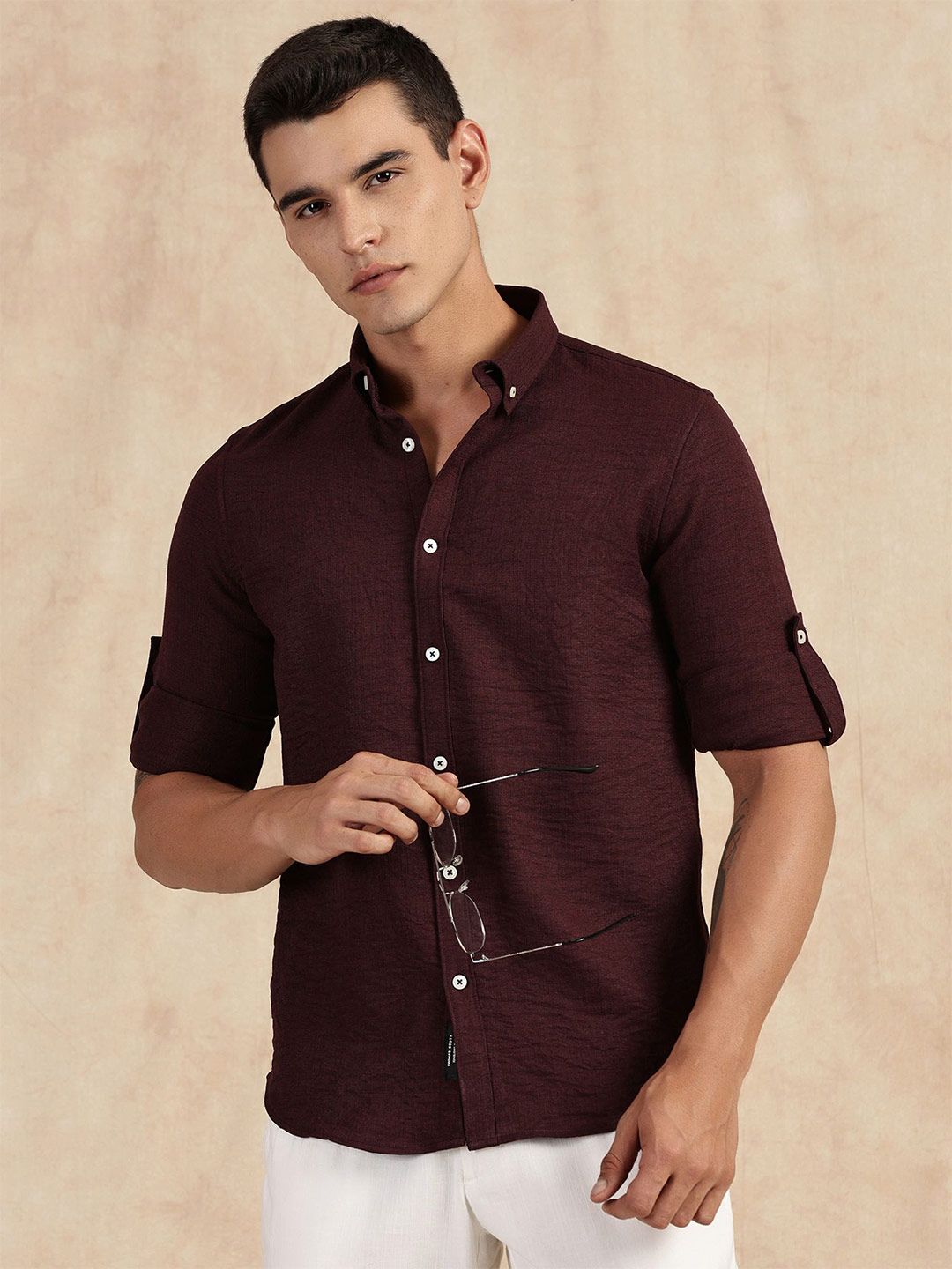 Thomas Scott Men Slim Fit Button-Down Collar Casual Shirt