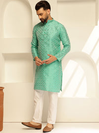 SOJANYA Rekaan Tenunan Kolar Mandarin Kurta Lurus