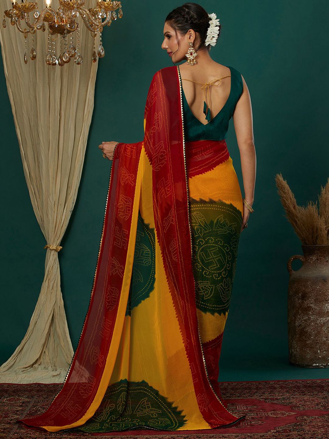 KALINI Bandhani Pure Georgette Bandhani Saree