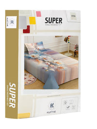 KLOTTHE Multicoloured Floral Fitted 400 TC Single 7D Bedsheet With 1 Pillow Covers