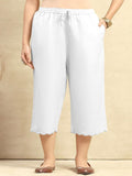 House of Chikankari Women White Cotton Solid Seluar