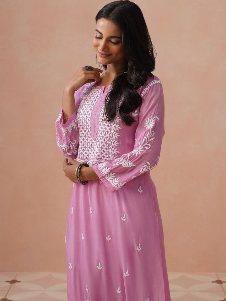 Kurta Sulam Benang Sulam Wanita Rumah Chikankari