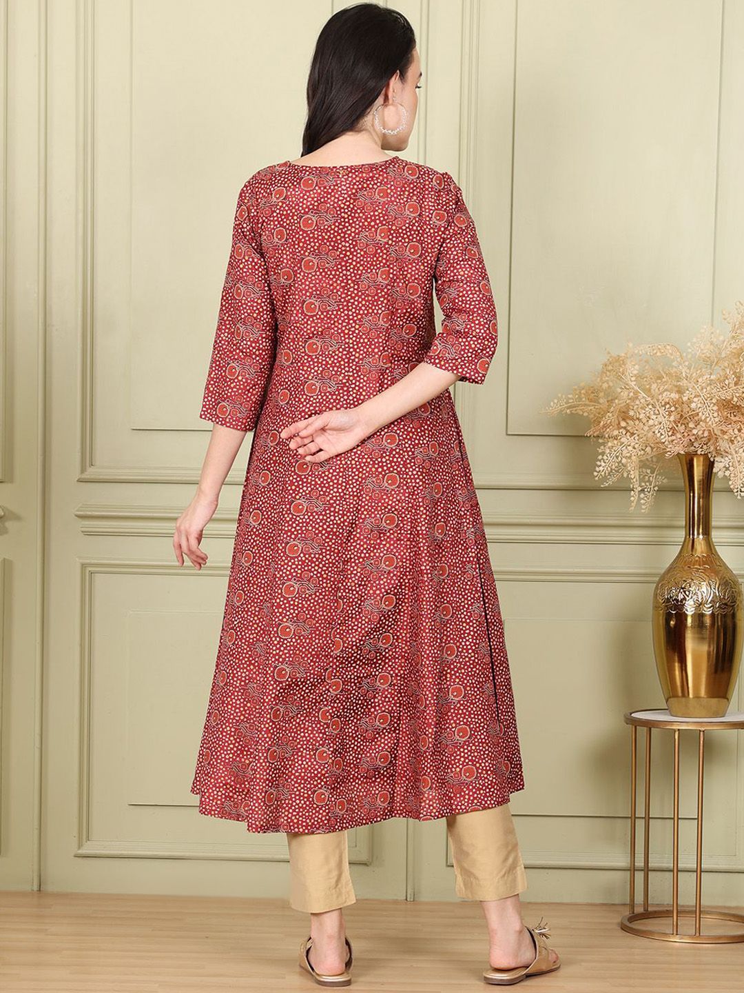 W Women Printed Flared Sleeves Sequinned Kurta