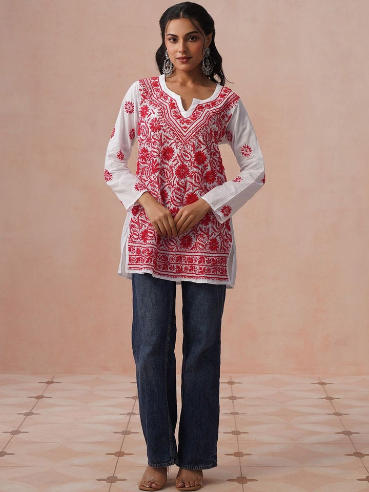 Rumah Wanita Chikankari Kurta Chikankari Sulaman Bunga
