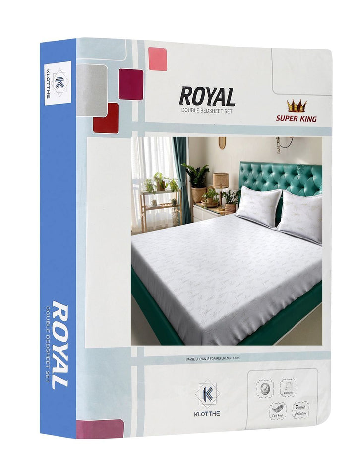 KLOTTHE White Floral Printed 400 TC Bedsheet with 2 Pillow Covers